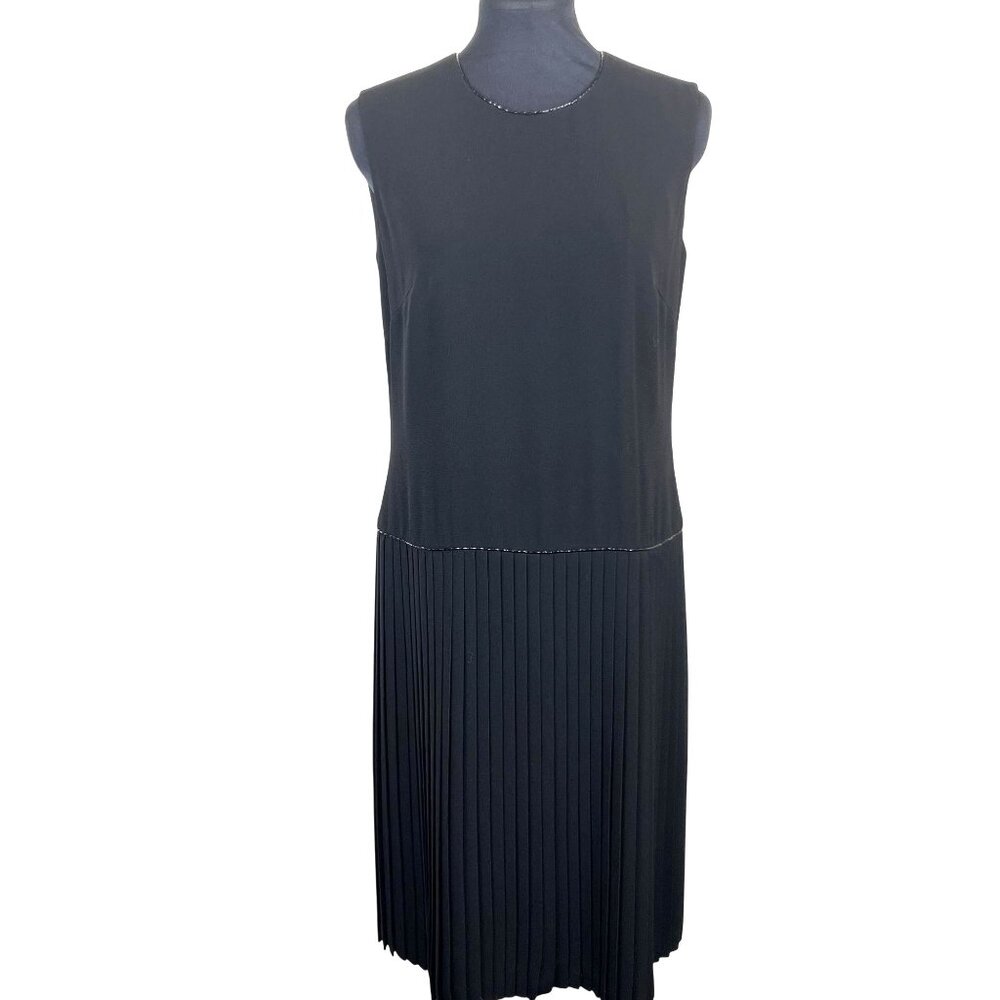 Ellen Tracy Womens 6 Sleeveless Classic Professional Black Pleated Flapper Dress